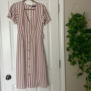 Red striped midi dress